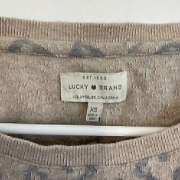 LUCKY BRAND Cheetah Print Pullover Tan Brown Gray Leopard Animal Long Sleeve XS - Picture 7 of 11